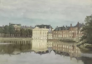 Hofvijver met Mauritshuis by Johannes Christiaan Karel Klinkenberg Oil Painting