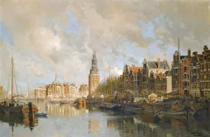 Montelbaanstoren, Amsterdam by Johannes Christiaan Karel Klinkenberg Oil Painting