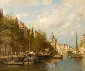 The Schreierstoren, Amsterdam by Johannes Christiaan Karel Klinkenberg Oil Painting