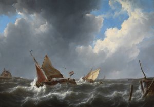 Turbulent water by Johannes Christiaan Schotel Oil Painting