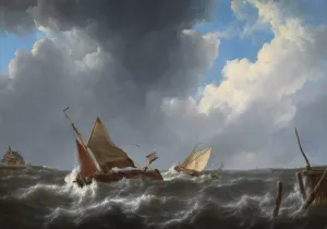 Turbulent water by Johannes Christiaan Schotel Oil Painting