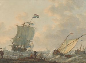 Zeilschepen op woelig water by Johannes Christiaan Schotel Oil Painting