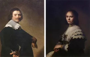 Portrait of a Man and Portrait of a Woman by Johannes Cornelisz Verspronck Oil Painting