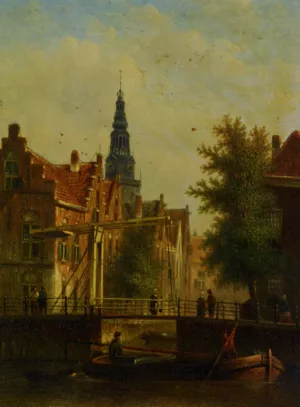 Bridge Over The Canal Oil painting by Johannes Franciscus Spohler