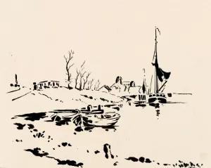 De haven en de Grote Kerk te Veere by Johannes Frederik Engelbert Ten Klooster Oil Painting