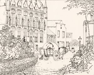 Markt en stadhuis te Veere by Johannes Frederik Engelbert Ten Klooster Oil Painting