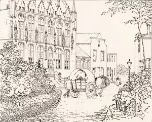 Markt en stadhuis te Veere by Johannes Frederik Engelbert Ten Klooster Oil Painting