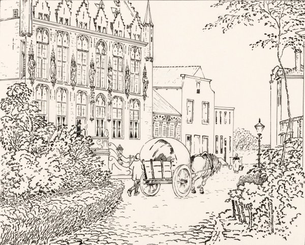 Main Product Photo of Markt en stadhuis te Veere  Painting by Johannes Frederik Engelbert Ten Klooster