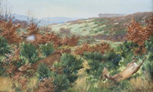 The Deer Hunt by Johannes Gehrts Oil Painting