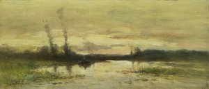 Landschap aan de vaart bij Hilversum by Johannes Gijsbert Vogel Oil Painting