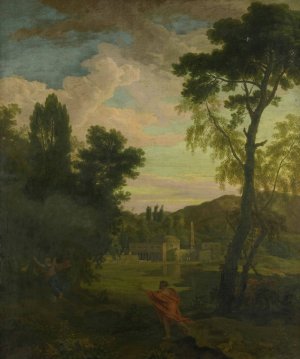 Arcadian Landscape with Jupiter and Io by Johannes Glauber Oil Painting