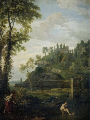 Arcadian Landscape with Salmacis and Hermaphroditus by Johannes Glauber Oil Painting