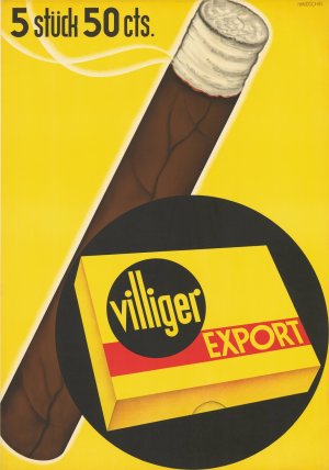 5 Stuck 50 cts. - Villiger Export by Johannes Handschin Oil Painting