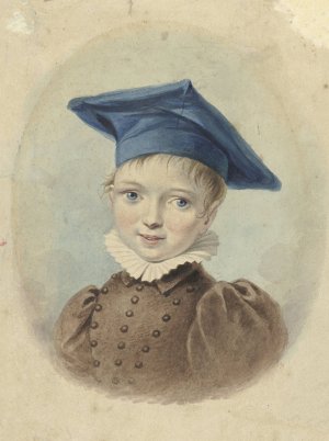 Jongetje met een blauwe baret by Johannes Hari Oil Painting