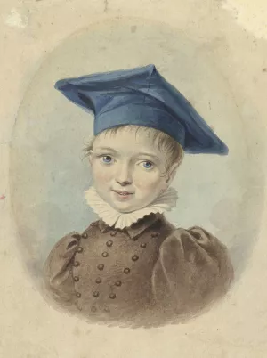 Jongetje met een blauwe baret by Johannes Hari Oil Painting