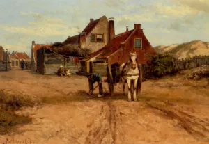 Een Buurtje Zandvoort by Johannes Hermanus Barend Koekkoek - Oil Painting Reproduction