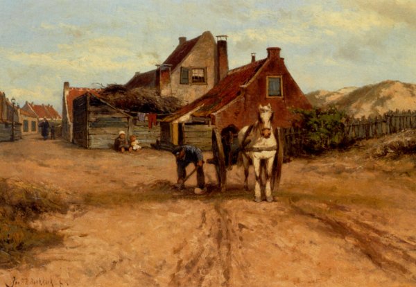 Main Product Photo of Een Buurtje Zandvoort Painting by Johannes Hermanus Barend Koekkoek