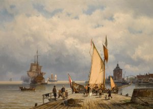 The Port at Enkhuizen by Johannes Hermanus Barend Koekkoek Oil Painting