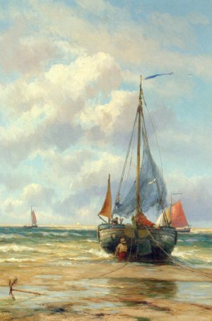 A Bomschuit in the Breakers by Johannes Hermanus Koekkoek Oil Painting