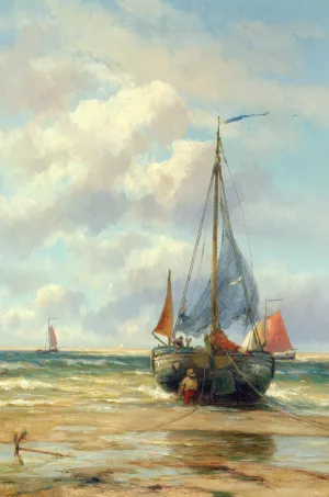 A Bomschuit in the Breakers by Johannes Hermanus Koekkoek - Oil Painting Reproduction