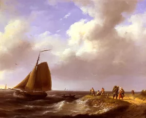 A Fresh Breeze off the Dutch Coast by Johannes Hermanus Koekkoek - Oil Painting Reproduction
