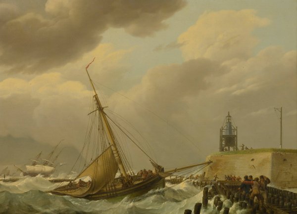 Main Product Photo of Ship In Stormy Seas  Painting by Johannes Hermanus Koekkoek