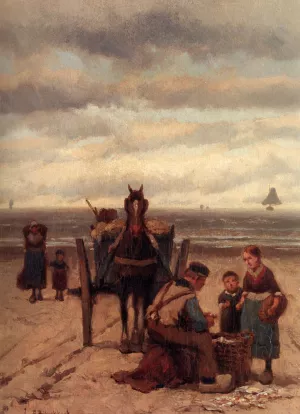 The Shell-Fisher Oil painting by Johannes Hermanus Koekkoek