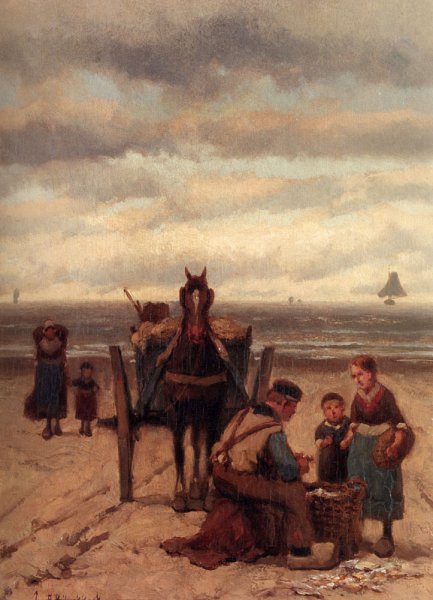Main Product Photo of The Shell-Fisher Painting by Johannes Hermanus Koekkoek