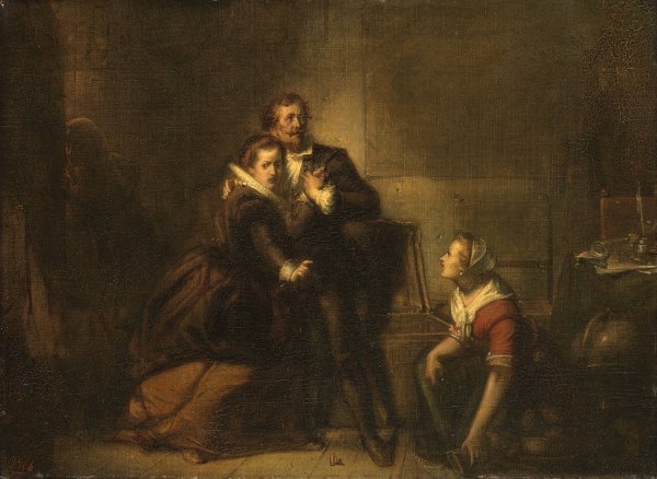 Hugo de Groot escapes in a bookcase from Loevestein Castle, Anno 1621  by Johannes Hinderikus Egenberger - Hand-Painted Oil Painting Reproduction