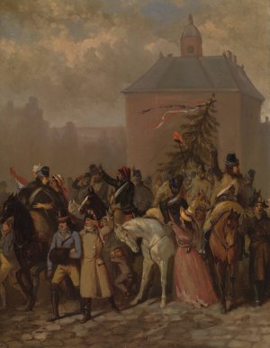 The arrival of the French, Anno 1795 by Johannes Hinderikus Egenberger Oil Painting