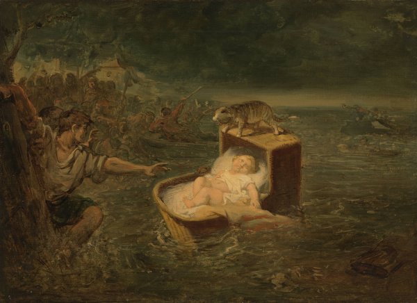 The miraculous rescue of a child during the St. Elisabeth flood, Anno 1421  by Johannes Hinderikus Egenberger - Hand-Painted Oil Painting Reproduction