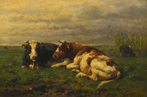 A Field In Holland by Johannes Hubertus Leonardus De Haas Oil Painting