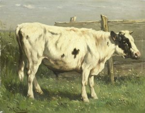 Young Bull Oil painting by Johannes Hubertus Leonardus De Haas