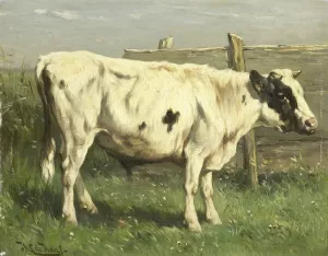 Young Bull by Johannes Hubertus Leonardus De Haas Oil Painting