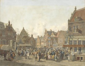 Town Square with Fair by Johannes Huibert Prins Oil Painting