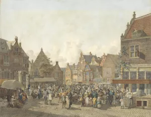 Town Square with Fair Oil painting by Johannes Huibert Prins