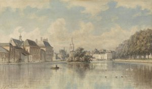 Hofvijver te 's-Gravenhage by Johannes Josephus Destree Oil Painting