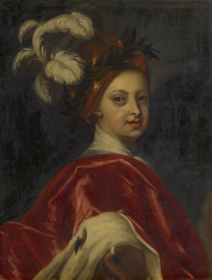 Portrait Of A Young Man With A Feather Cap by Johannes Kupeczky Oil Painting
