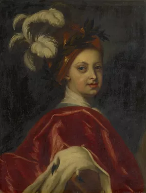 Portrait Of A Young Man With A Feather Cap by Johannes Kupeczky Oil Painting