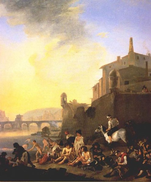 Main Product Photo of Bathing Gypsies Painting by Johannes Lingelbach