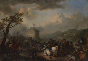 Battle Scene by Johannes Lingelbach Oil Painting