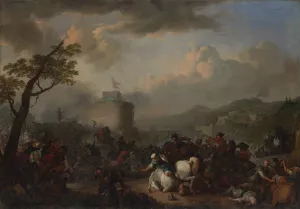 Battle Scene by Johannes Lingelbach Oil Painting