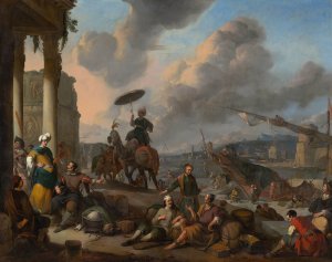 Harbour on the Mediterranean by Johannes Lingelbach Oil Painting