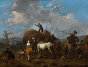 Harvesting the Hay by Johannes Lingelbach Oil Painting