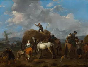 Harvesting the Hay Oil painting by Johannes Lingelbach