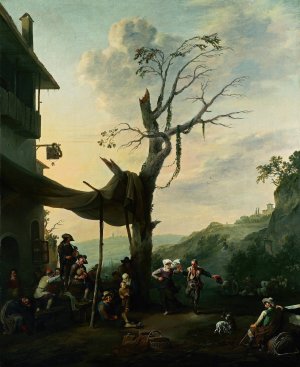 Peasants dancing the Tarantella by Johannes Lingelbach Oil Painting