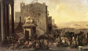 Roman Market Scene by Johannes Lingelbach Oil Painting