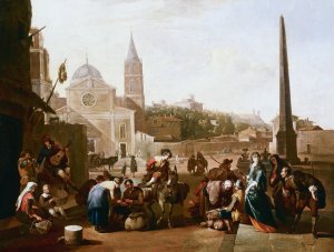 The Piazza del Popolo, Rome by Johannes Lingelbach Oil Painting