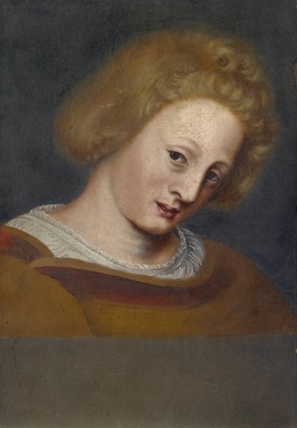Bust of the Daughter from the Painting of the Madonna of the Basel Mayor Jacob Meyer zum Hasen  by Johannes Ludin - Hand-Painted Oil Painting Reproduction