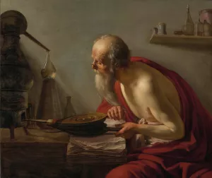 An old alchemist in his study Oil painting by Johannes Paulus Moreelse